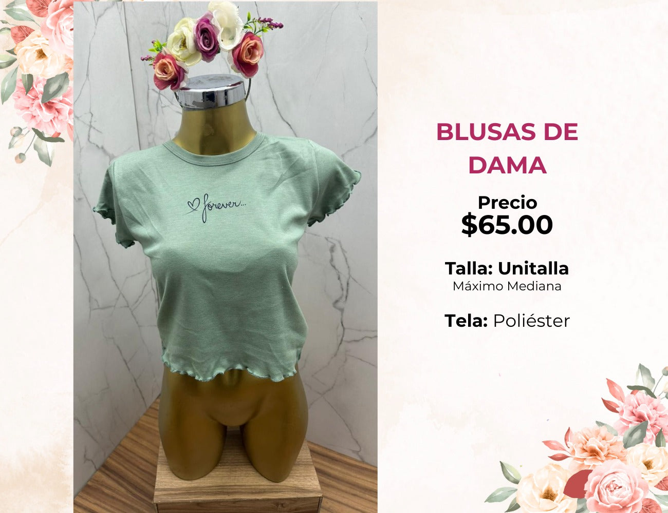 BLUSA MANGA CORTA RIZADA (B65)