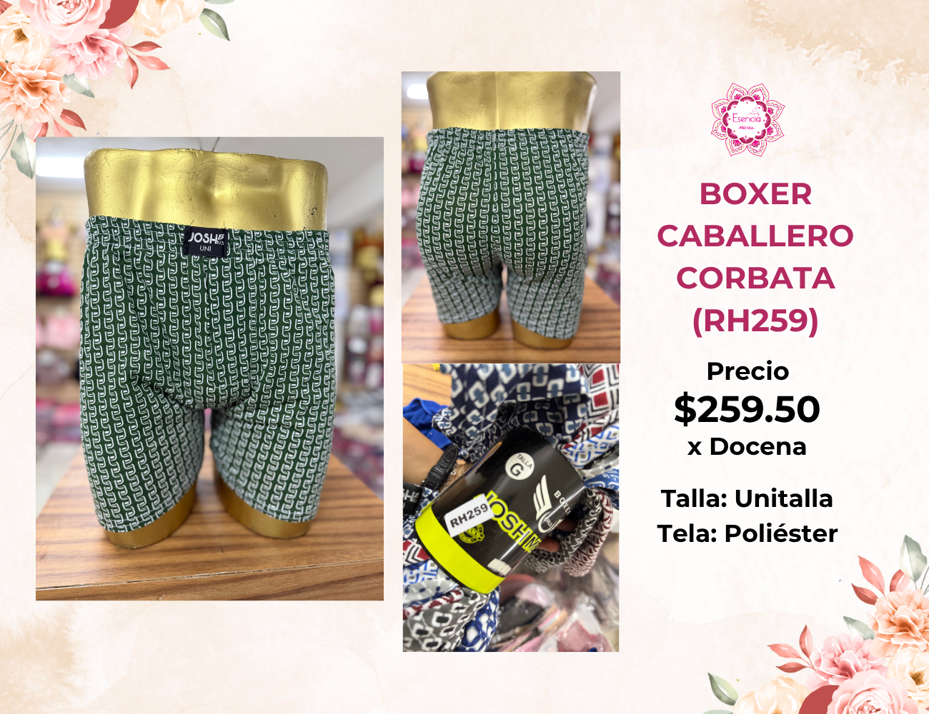 BOXER DE CABALLERO LISO TELA CORBATA (RH259)