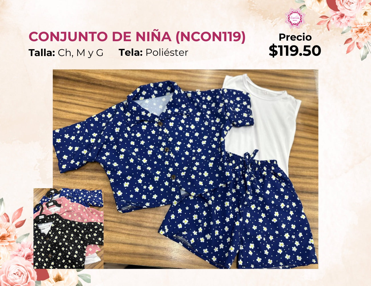 CONJUNTO DE 3 PZAS PARA NIÑA (NCON119)