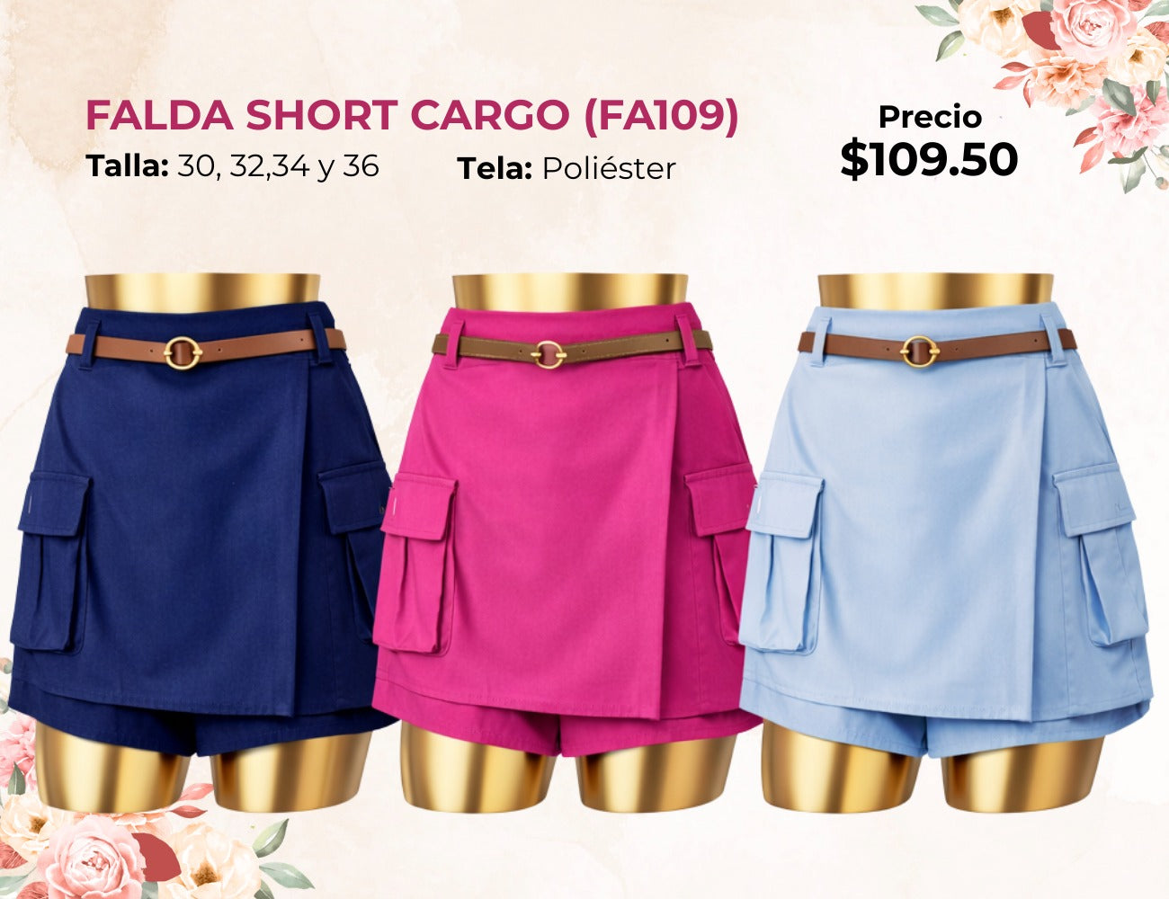 FALDAS SHORT CARGO DE DAMA (FA109)