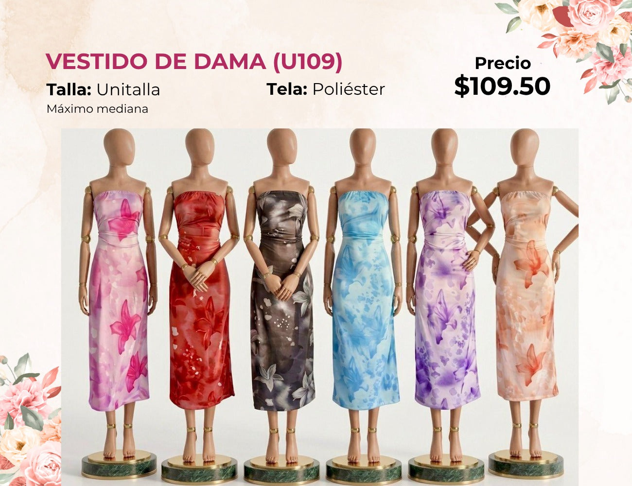 VESTIDO FLORAL DE DAMA (U109)