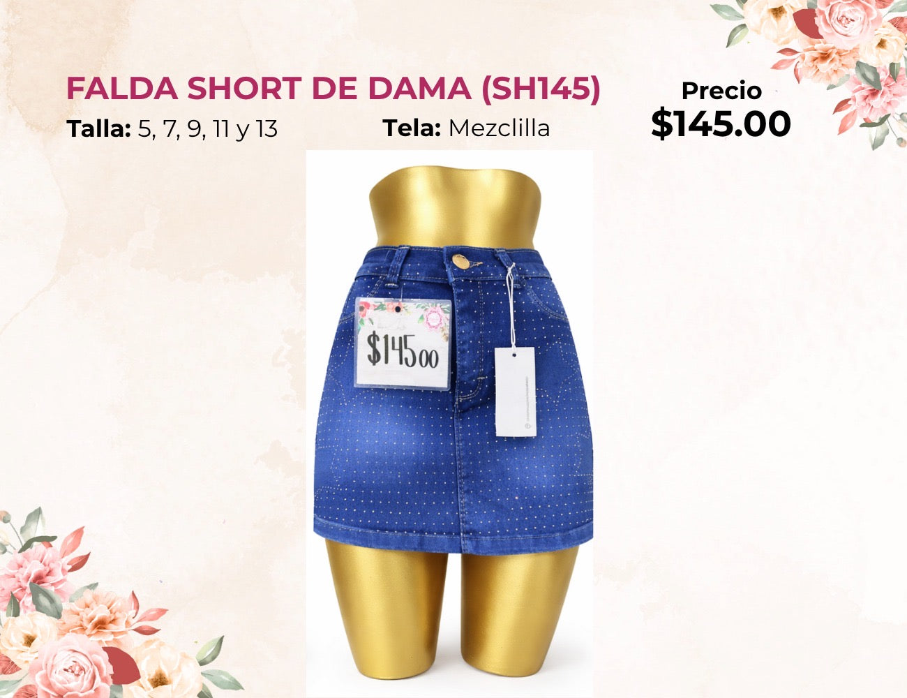 FALDA SHORT DE DAMA CON BRILLOS (FA145)
