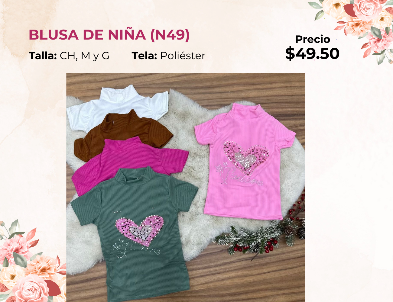 BLUSA DE NIÑA MANGA CORTA (N49)