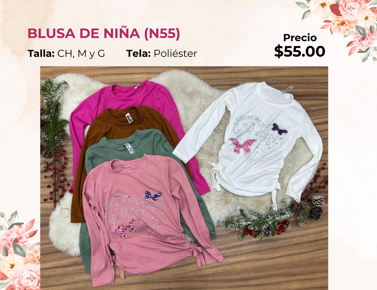 BLUSA DE NIÑA MANGA LARGA (N55)