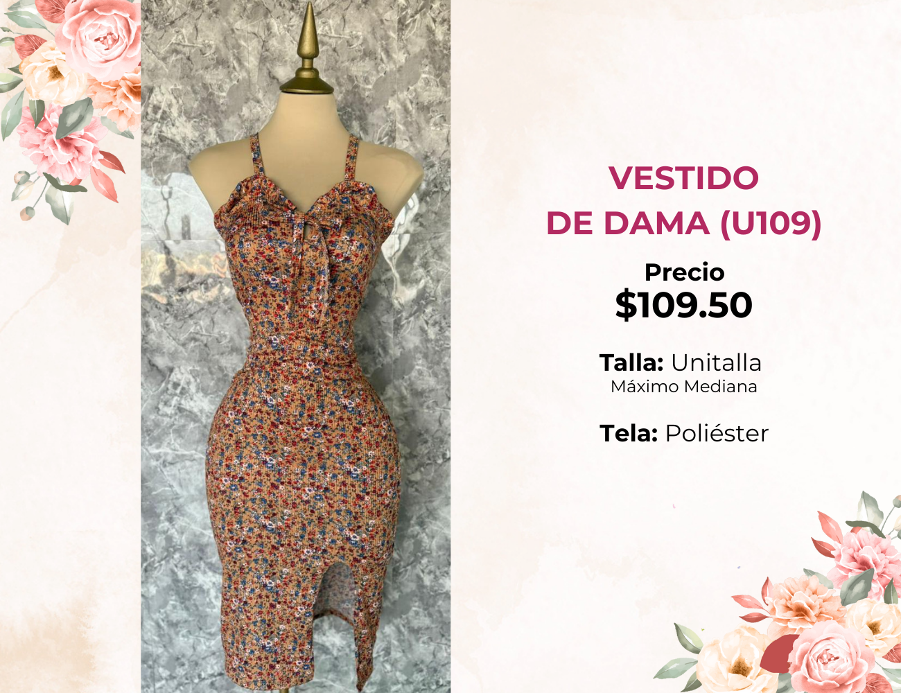VESTIDO ESTAMPADO DE DAMA (U109)