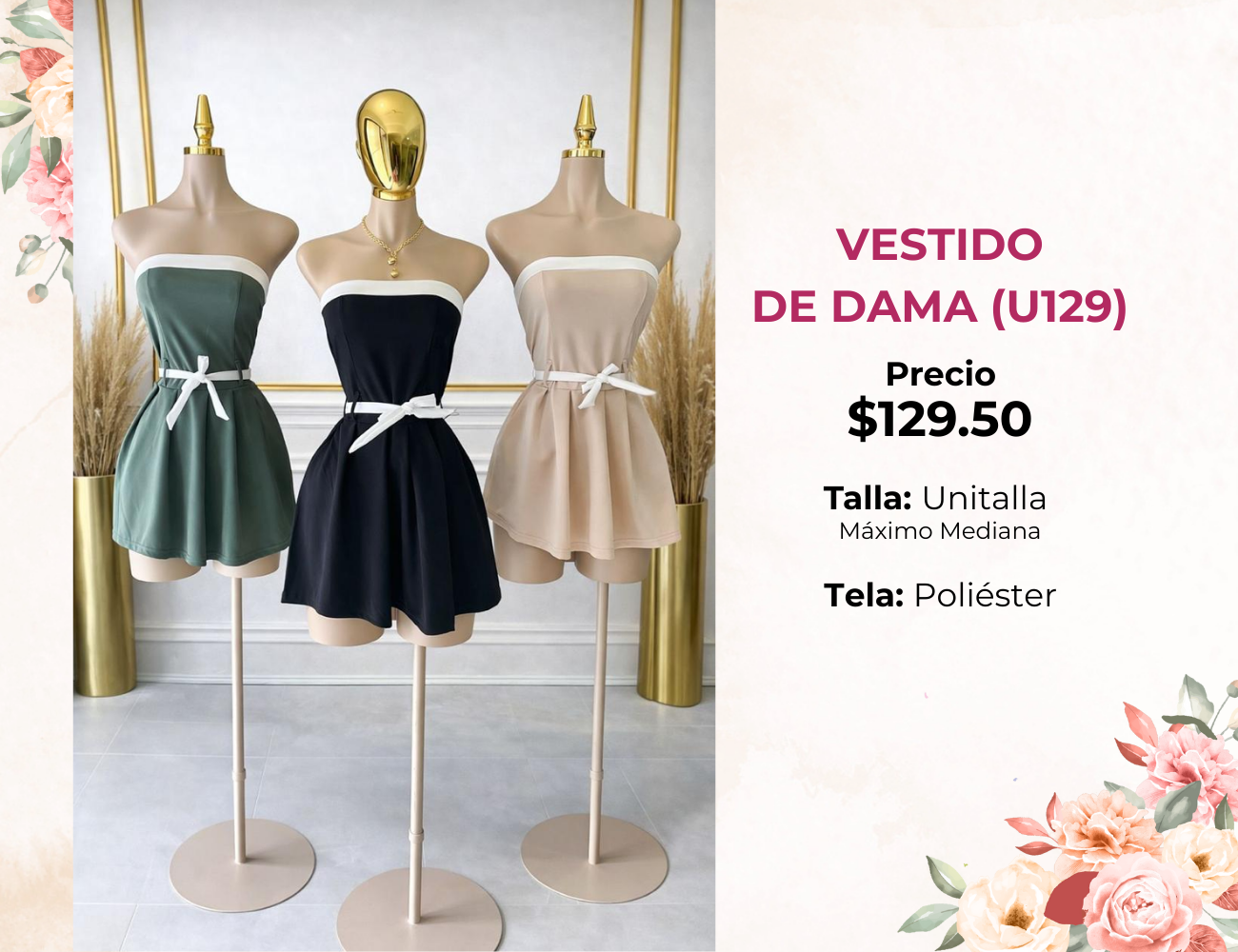 VESTIDO CORTO DE DAMA (U129)
