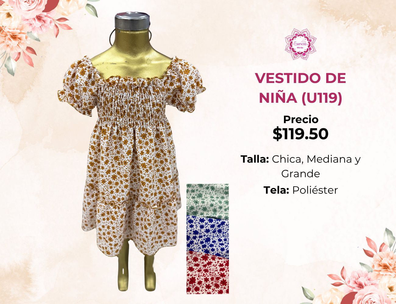 VESTIDOS ESTAMPADOS DE NIÑA (U119)