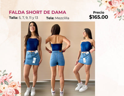 FALDA DE MEZCLILLA CON BRILLOS (FA165)