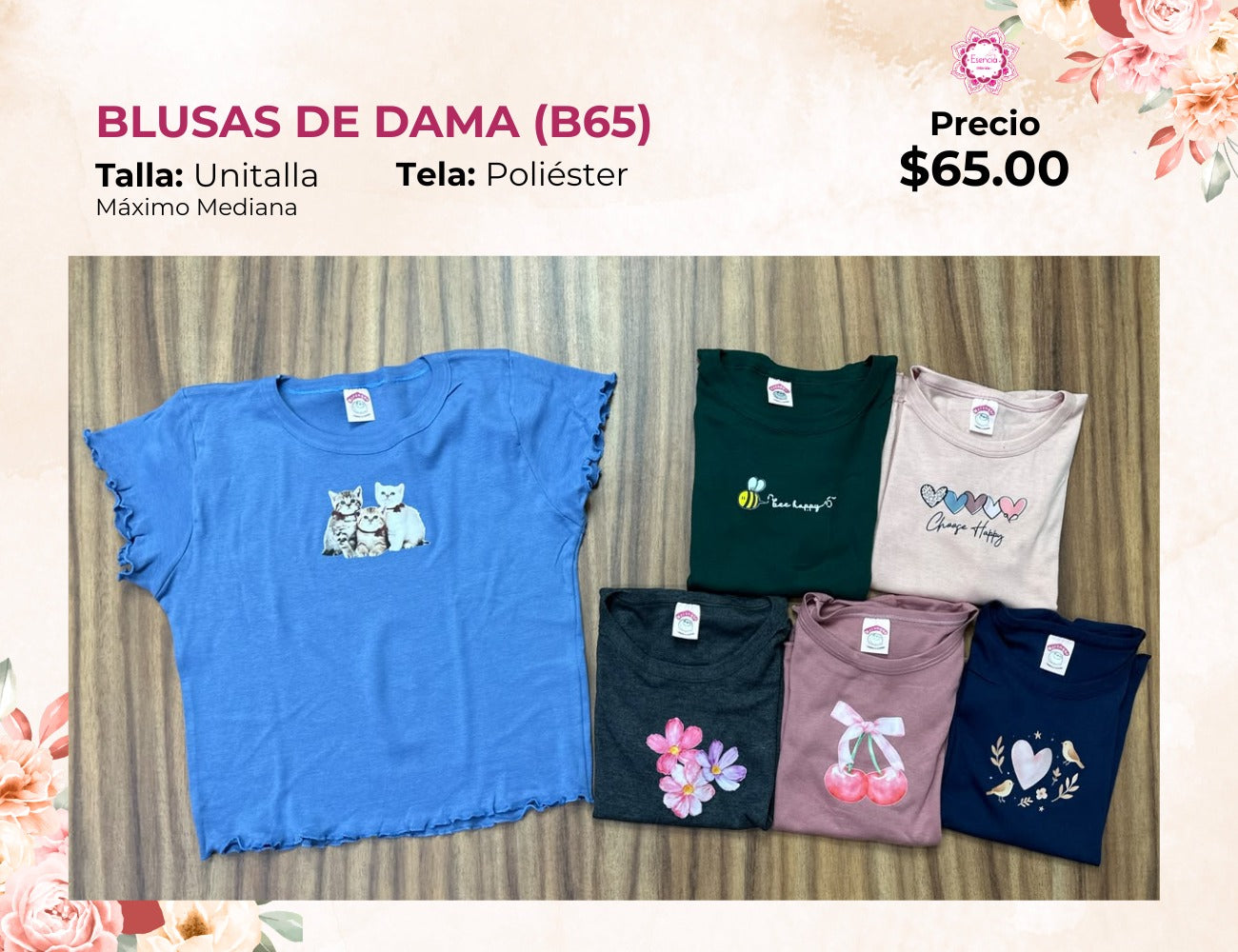 BLUSA MANGA CORTA RIZADA (B65)