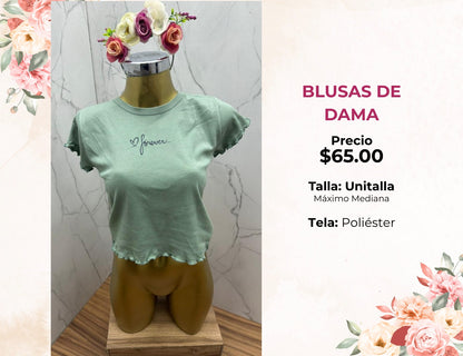 BLUSA MANGA CORTA RIZADA (B65)
