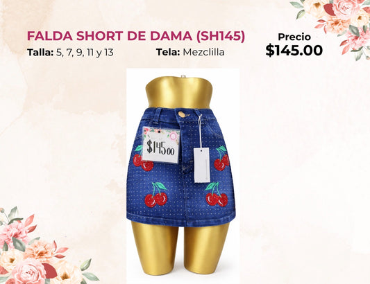 FALDA SHORT DE DAMA CON BRILLOS (FA145)