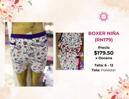 BOXER DE NIÑA TALLAS 8 -12 (RN179)