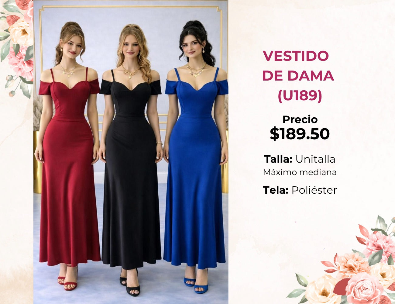 VESTIDOS DE NOCHE PARA DAMA (U189)