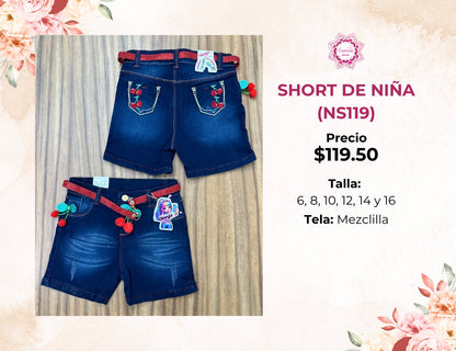SHORT DE MEZCLILLA DE NIÑA (NS119)