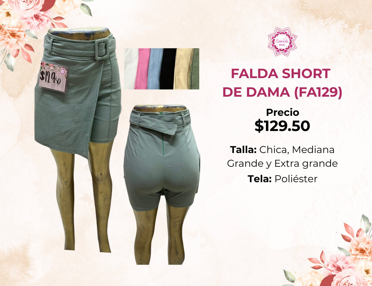 FALDA SHORT DE VESTIR PARA DAMA (FA129)