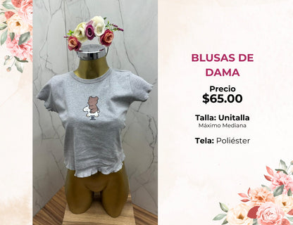 BLUSA MANGA CORTA RIZADA (B65)
