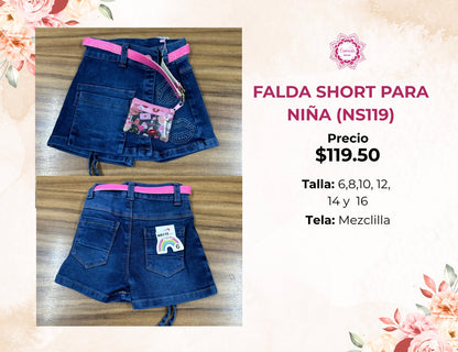 SHORT DE MEZCLILLA DE NIÑA (NS119)
