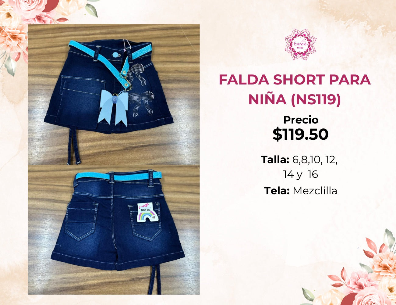 SHORT DE MEZCLILLA DE NIÑA (NS119)