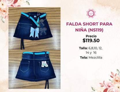 SHORT DE MEZCLILLA DE NIÑA (NS119)