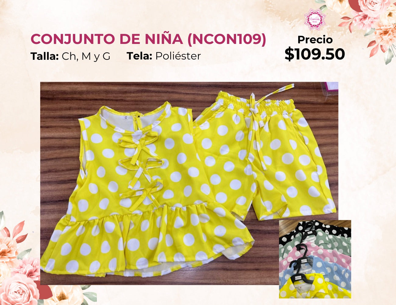CONJUNTO DE BLUSA Y SHORT PARA NIÑA (NCON109)