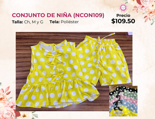 CONJUNTO DE BLUSA Y SHORT PARA NIÑA (NCON109)