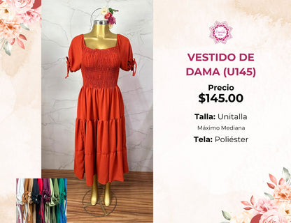 VESTIDO LARGO LISO DE DAMA (U145)