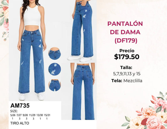 PANTALÓN DE DAMA DE MEZCLILLA (DF179)