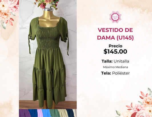 VESTIDO LARGO LISO DE DAMA (U145)