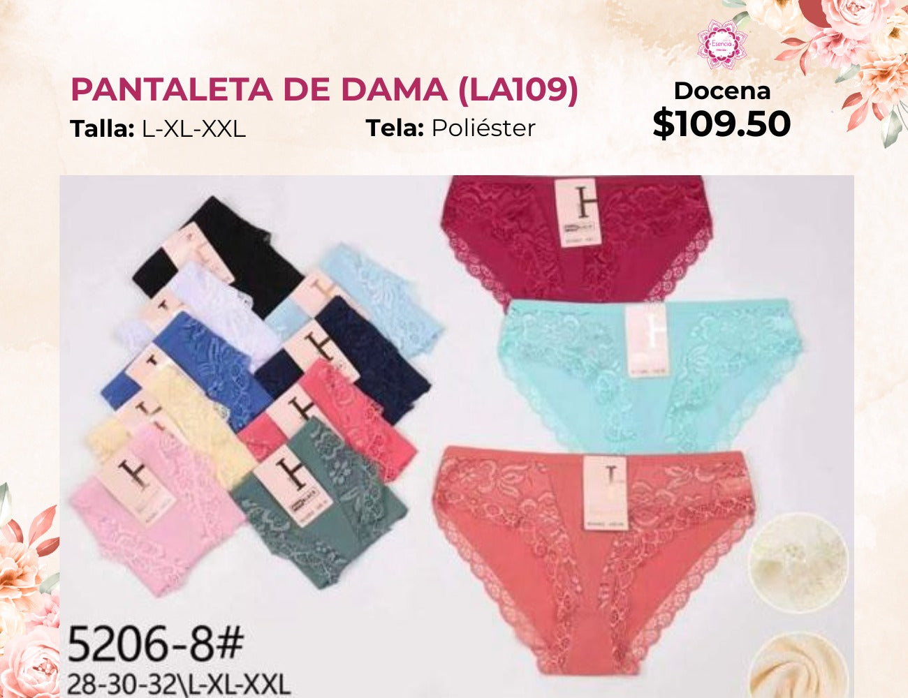 PANTALETA DE DAMA Y ENCAJE (LA109)