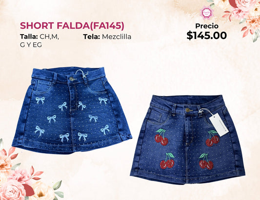 FALDA SHORT DE DAMA CON BRILLOS (FA145)