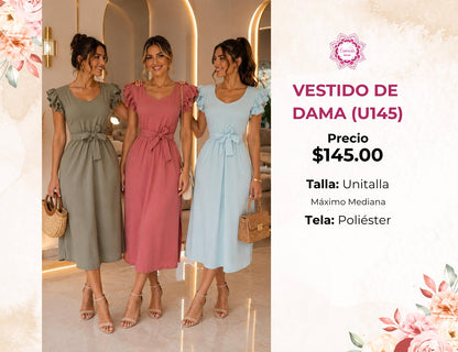 VESTIDO LARGO LISO DE DAMA (U145)