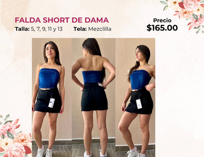 FALDA DE MEZCLILLA CON BRILLOS (FA165)