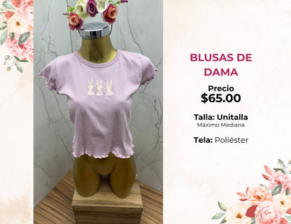 BLUSA MANGA CORTA RIZADA (B65)