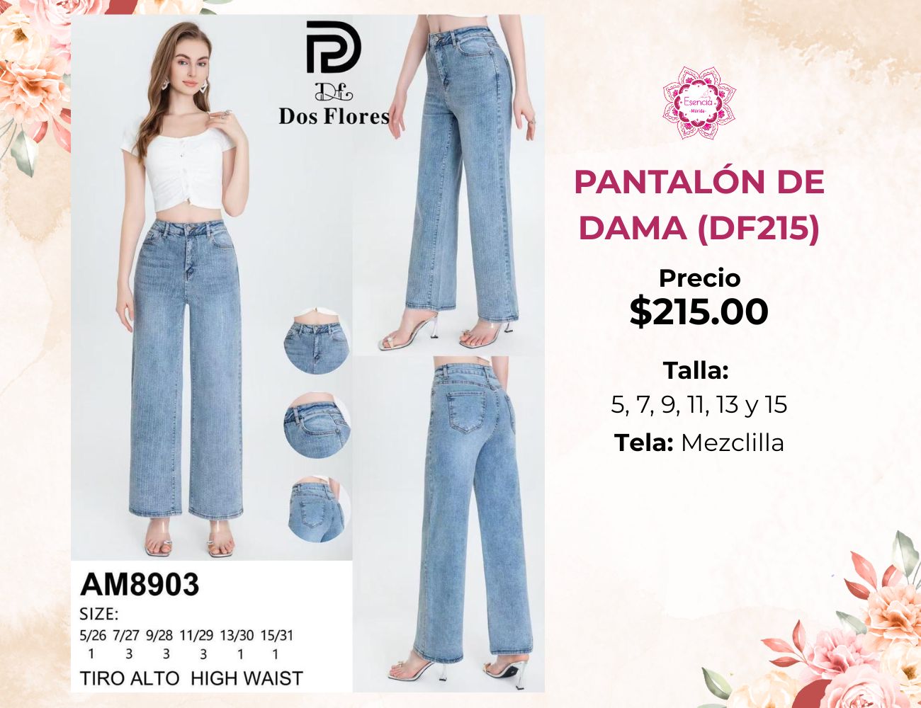 PANTALÓN DE DAMA DE MEZCLILLA (DF215)