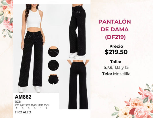 PANTALÓN DE DAMA DE MEZCLILLA (DF219)