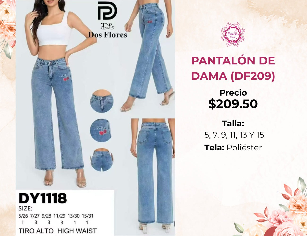 PANTALÓN DE DAMA DE MEZCLILLA (DF209)
