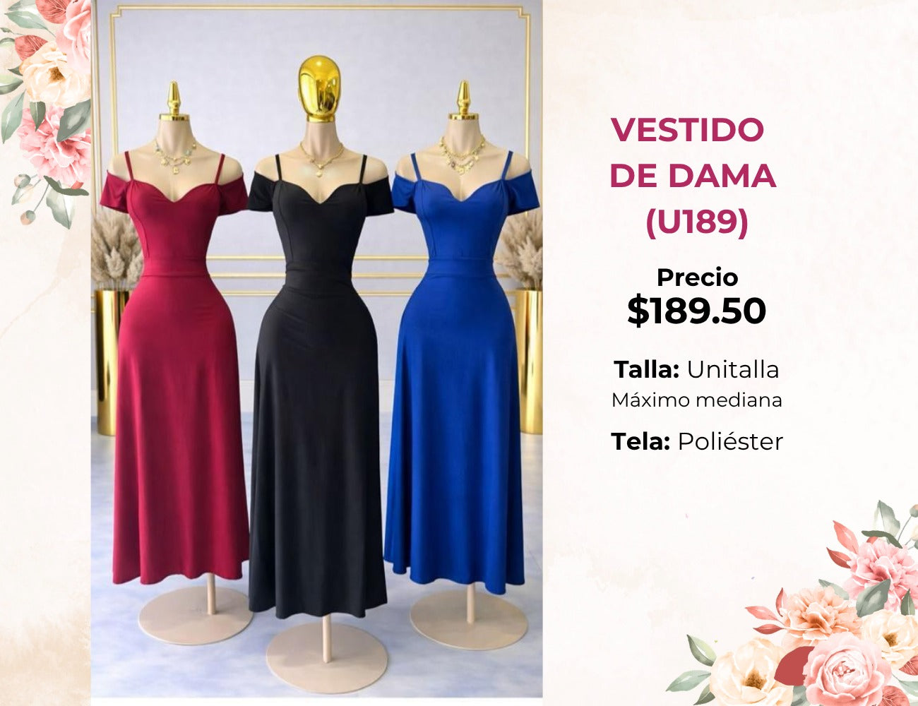 VESTIDOS DE NOCHE PARA DAMA (U189)