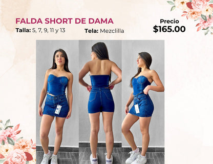 FALDA DE MEZCLILLA CON BRILLOS (FA165)