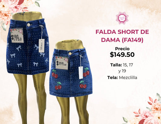 FALDA SHORT DE MEZCLILLA PARA DAMA (FA149)