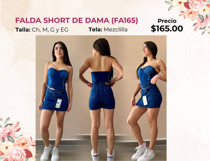 FALDA DE MEZCLILLA CON BRILLOS (FA165)