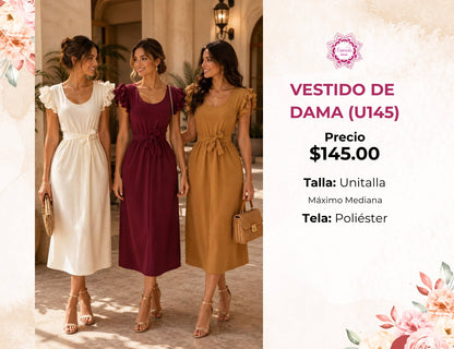 VESTIDO LARGO LISO DE DAMA (U145)