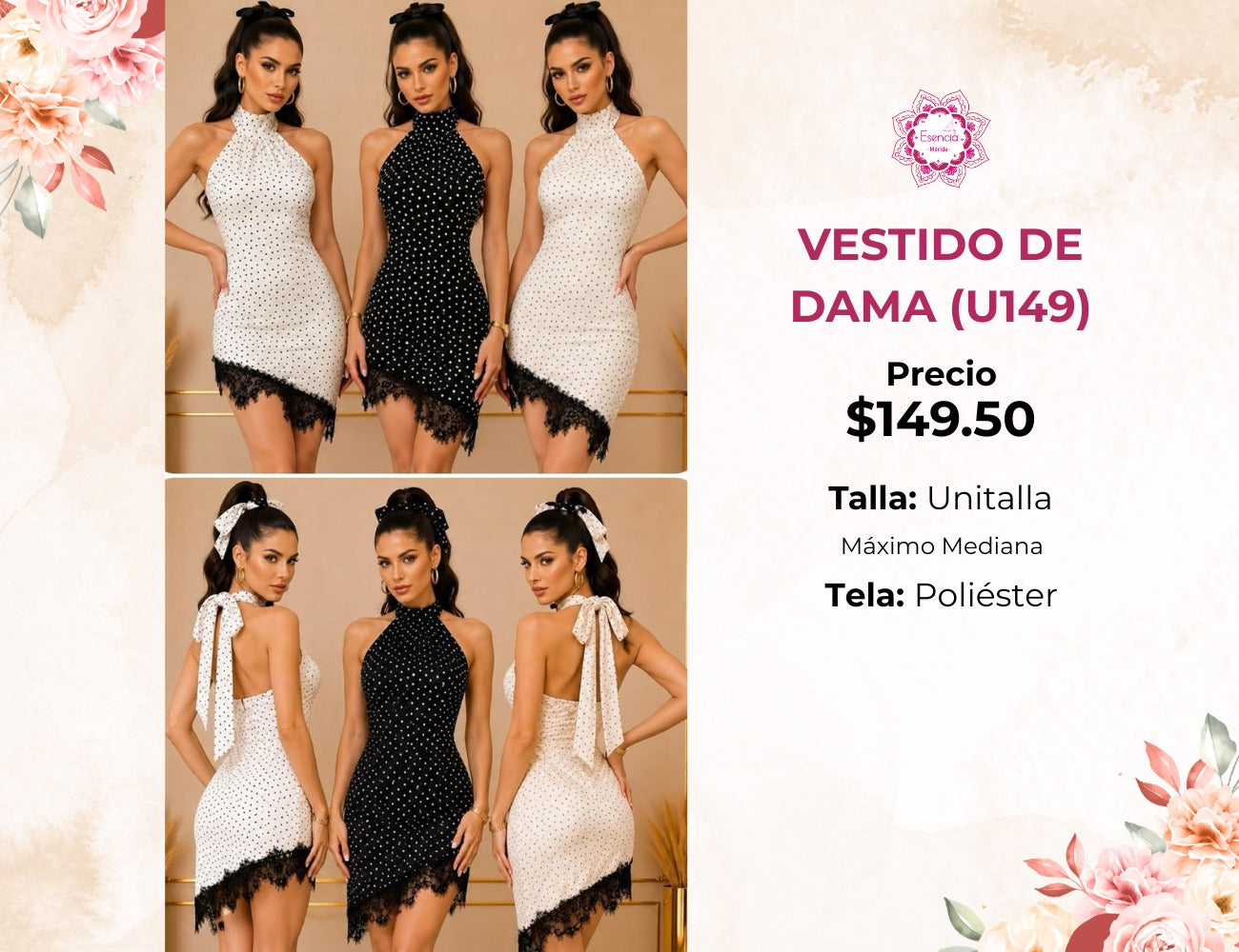 VESTIDOS DE SATIN PARA DAMA (U149)