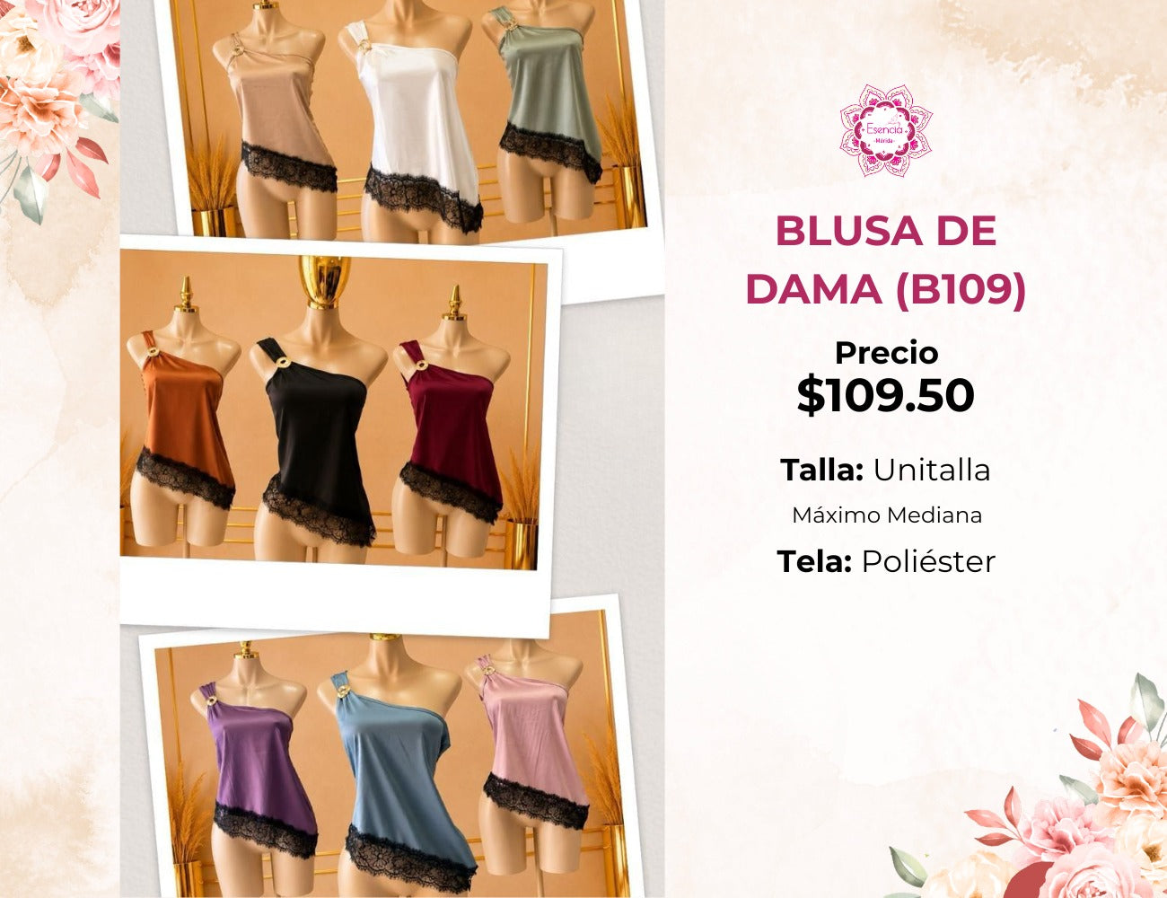 BLUSAS DE SATÍN PARA DAMA (B109)