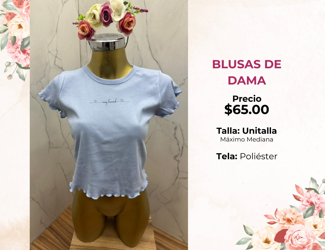 BLUSA MANGA CORTA RIZADA (B65)