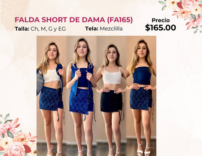 FALDA DE MEZCLILLA CON BRILLOS (FA165)