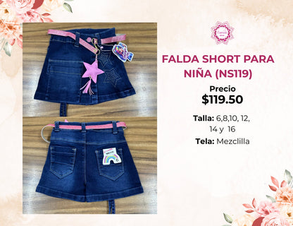 SHORT DE MEZCLILLA DE NIÑA (NS119)