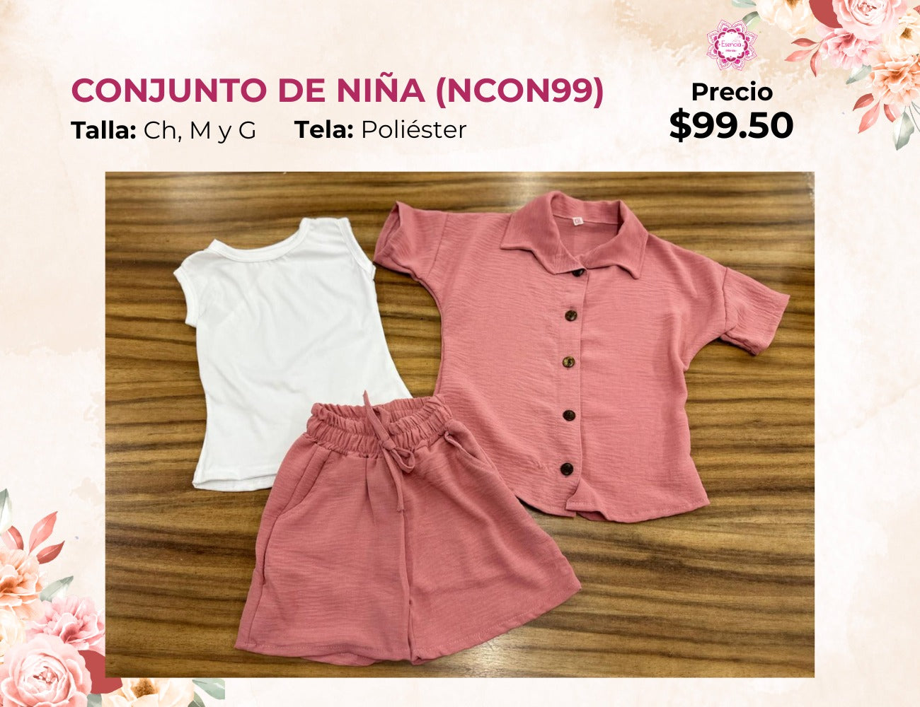 CONJUNTO DE 3 PZAS PARA NIÑA (NCON99)