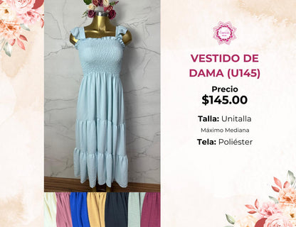 VESTIDO LARGO LISO DE DAMA (U145)
