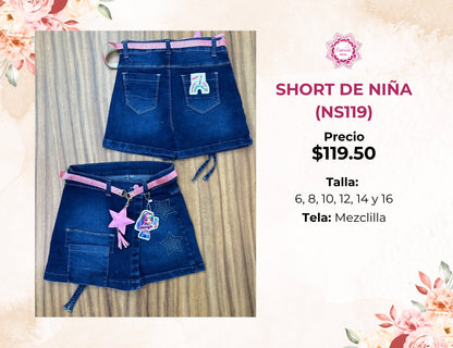 SHORT DE MEZCLILLA DE NIÑA (NS119)