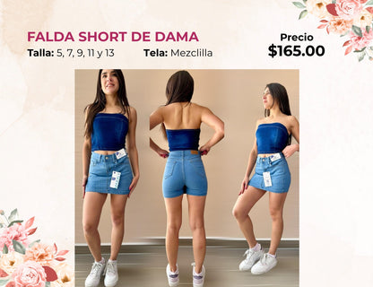 FALDA DE MEZCLILLA CON BRILLOS (FA165)
